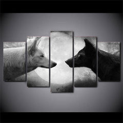 Black And White Lone Wolf Painting | Wolf-Horde-Small-