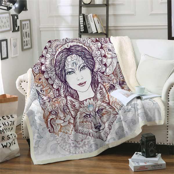 Indian Wolf Blanket: sacred symbol | Wolf-Horde-130cmx150cm-