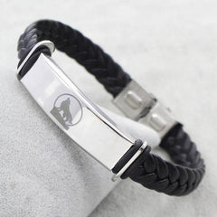 Mens Leather Wolf Bracelet | Wolf-Horde-