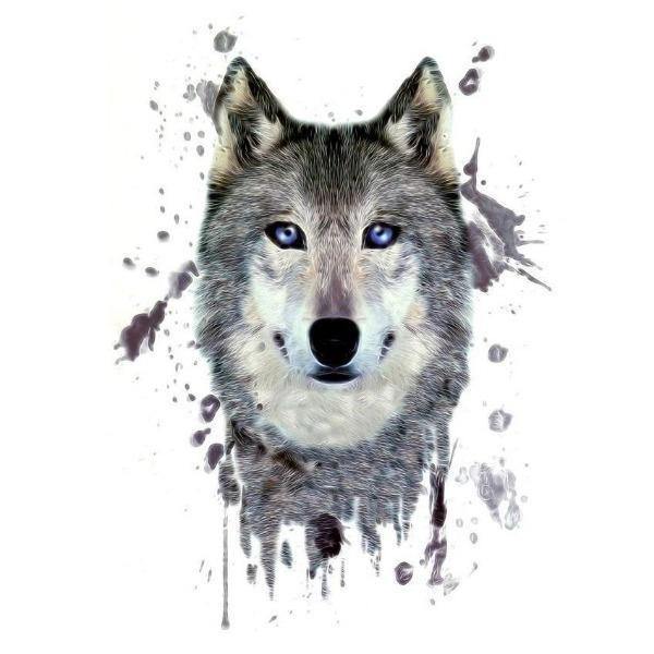 Paint Splatter Wolf Tattoo | Wolf-Horde-TH102-