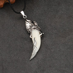 Real Wolf Tooth Pendant | Wolf-Horde Wolf head + Leather