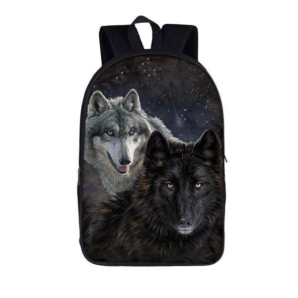 BLACK AND WHITE WOLF BACKPACK 3D