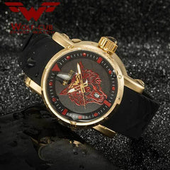 Watch with wolf head pattern | Wolf-Horde-Golden-