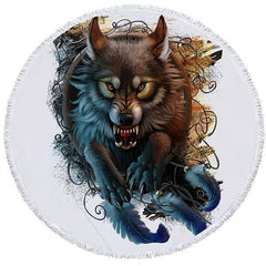 Wild Wolf Beach Towel | Wolf-Horde-White-