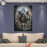 Wolf and Dream Catcher Painting | Wolf-Horde-35x50cm-