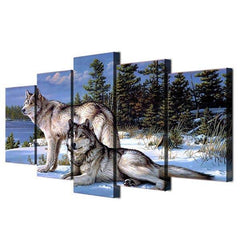 Wolf in Woods Painting | Wolf-Horde-Small-