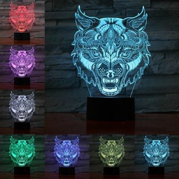 3d Light Lamp Wolf Face | Wolf-Horde-Wolf Effect mandala-