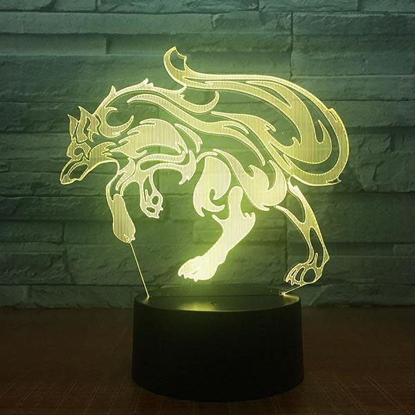 3D Wolf Lamp | Wolf-Horde-16 changing colors-
