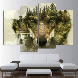 4 Section Wolf Painting | Wolf-Horde-2x (20x40cm) 2x (20x55cm)-