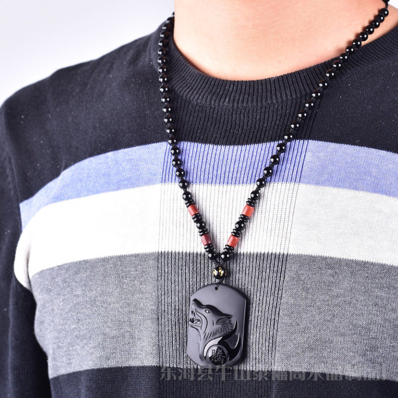 OBSIDIAN WOLF NECKLACE