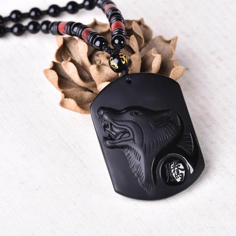 OBSIDIAN WOLF NECKLACE