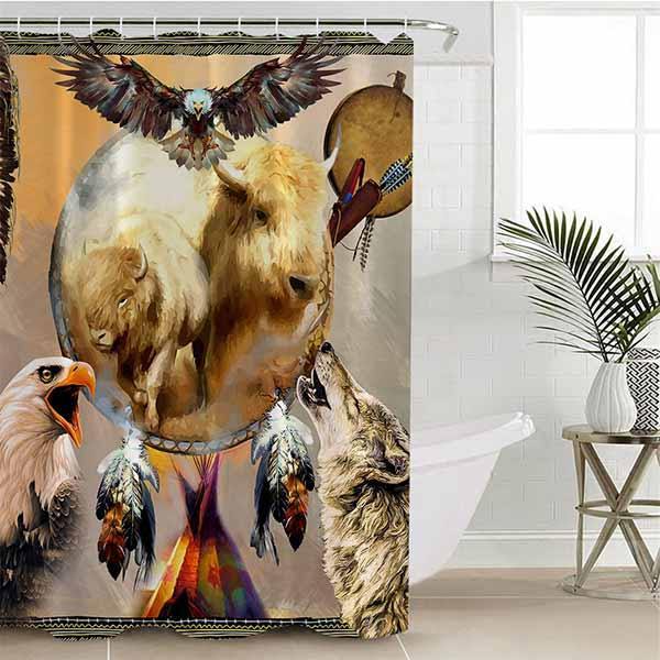 American Eagle Shower Curtain | Wolf-Horde-W90xH180cm-
