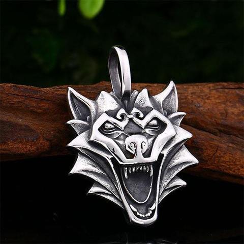 Anger Forest Wolf Head Necklace | Wolf-Horde-silver-