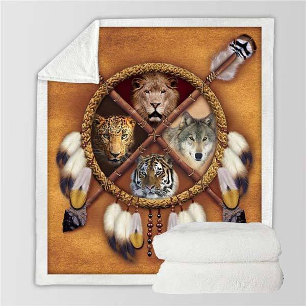 Animal Print Fleece Throw Blanket | Wolf-Horde-75cmx100cm-