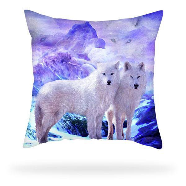 Arctic couple wolf Pillow Case | Wolf-Horde-45cmX45cm-