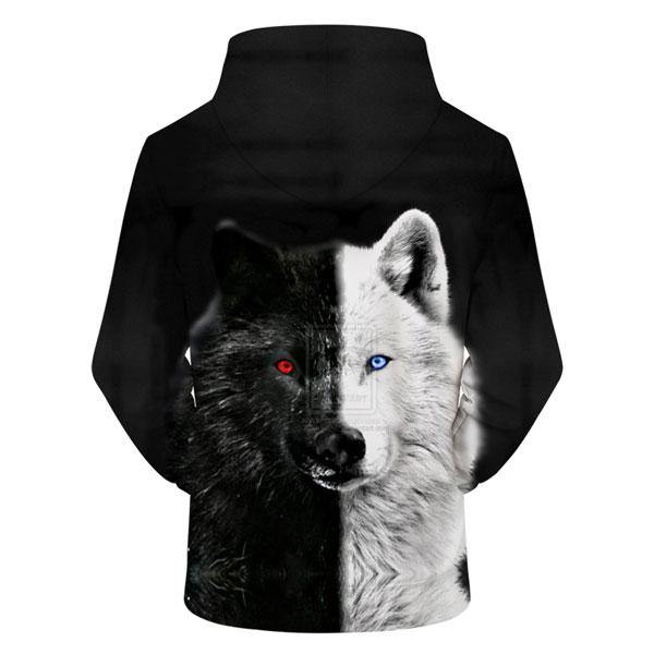 Black and white wolf hoodie on sale