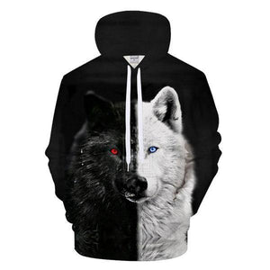 Black and White Wolf Hoodie | Wolf-Horde S