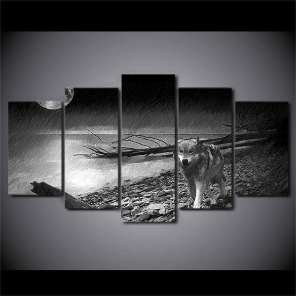 Black and white Wolf Painting | Wolf-Horde-Small-