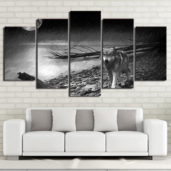 Black and white Wolf Painting | Wolf-Horde-Small-