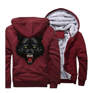 Blue Wolf Fleece Zip-up Jacket | Wolf-Horde Red