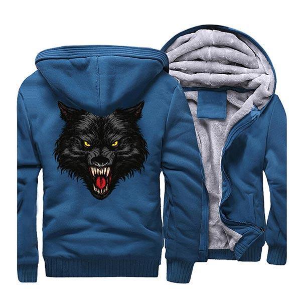 Blue Wolf Fleece Zip-up Jacket | Wolf-Horde Blue