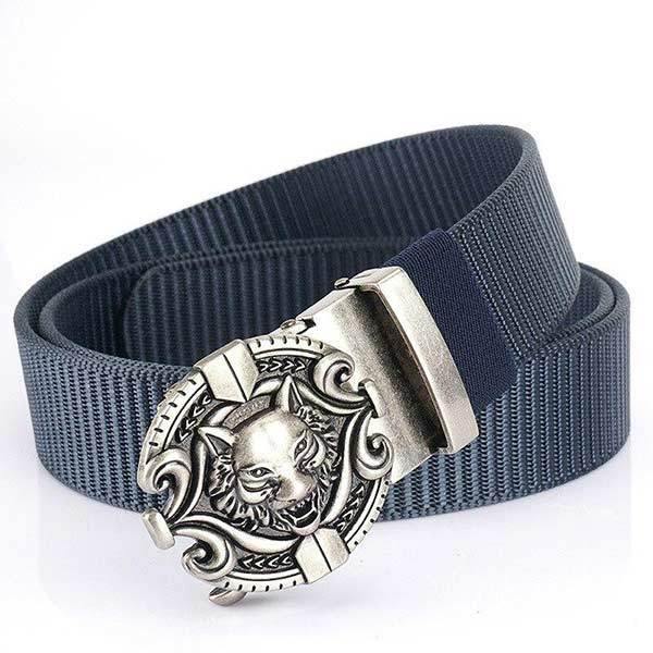 Blue Wolf Head Belt | Wolf-Horde-Belt blue / silver buckle-
