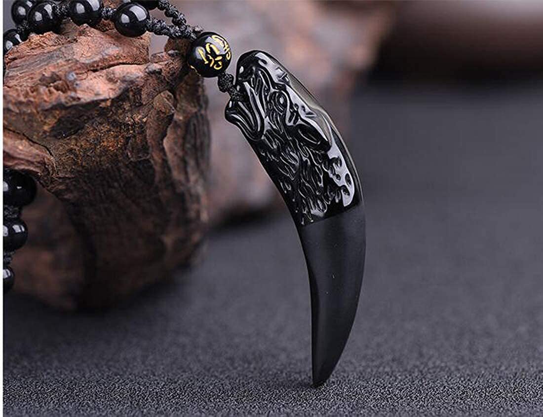 Carved Obsidian Wolf Fang Necklace FREKI | Wolf-Horde