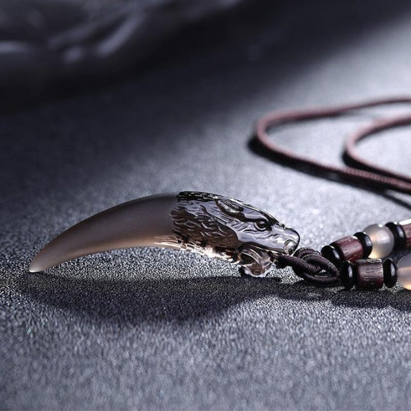 Carved Obsidian Wolf Fang Necklace FREKI | Wolf-Horde