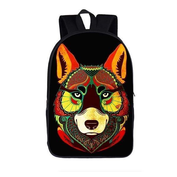 Color Animal Backpack | Wolf-Horde color mosaic