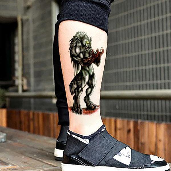 Wolf and forest half leg sleeve Tattoo | Wake up Tattoo