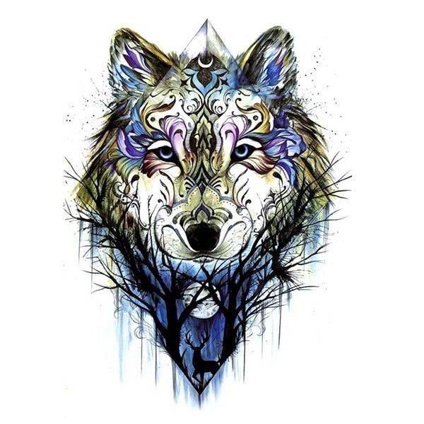 Deer and Wolf Tattoo | Wolf-Horde-TH202-