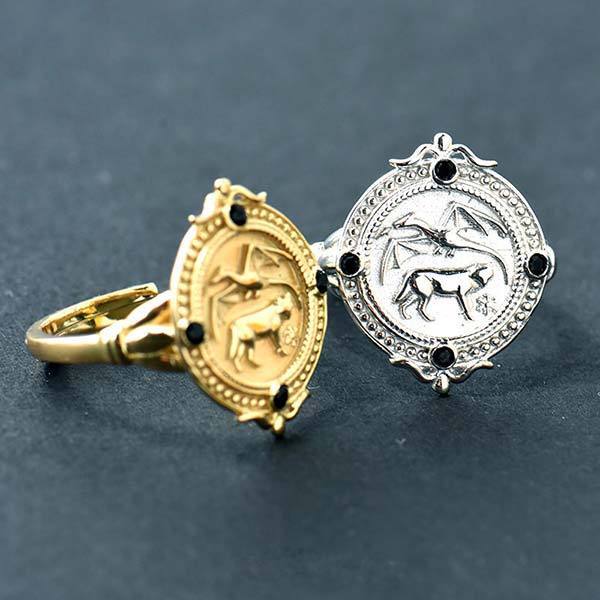 Dragon and Wolf Ring | Wolf-Horde-Golden-