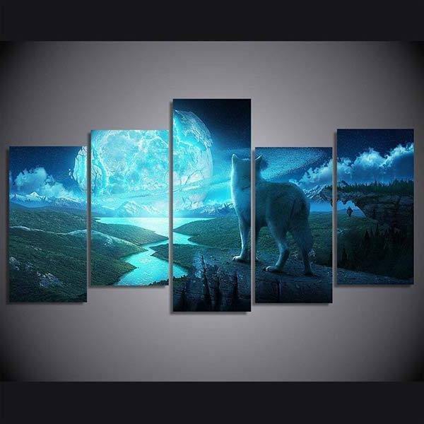 Fantasy Wolf Painting | Wolf-Horde-1x (20x55cm) / 4x (20x40cm)-