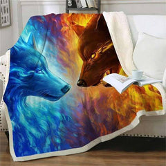 Fire and Ice Wolf Blanket | Wolf-Horde-127cmx152cm-