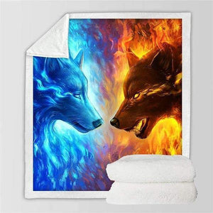 Fire and Ice Wolf Blanket | Wolf-Horde-127cmx152cm-