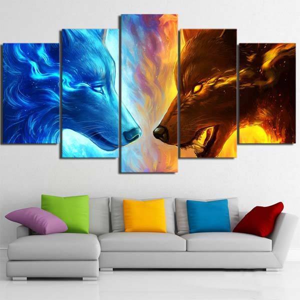 Fire And Ice Wolf Painting | Wolf-Horde-Way-