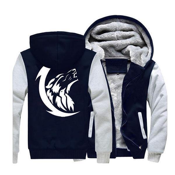 Fleece Jacket Wolf Design | Wolf-Horde-Black-