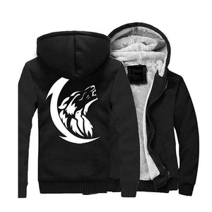 Fleece Jacket Wolf Design | Wolf-Horde-Black-