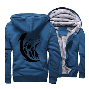 Fleece Jacket Wolf Design | Wolf-Horde-blue 1-