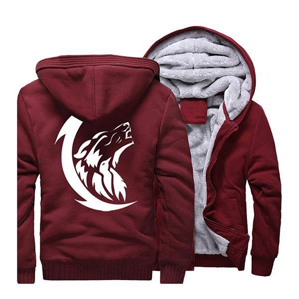 Fleece Jacket Wolf Design | Wolf-Horde-red 2-