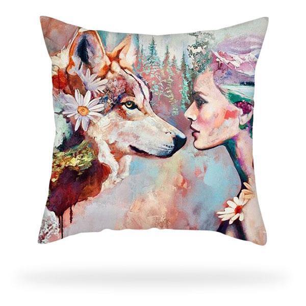 Floral Wolf Pillowcase | Wolf-Horde-45cmX45cm-