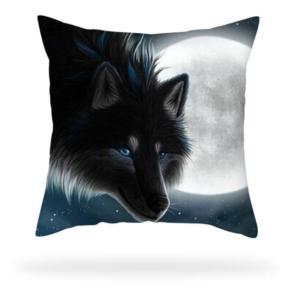 Full moon wolf Pillow Case | Wolf-Horde-moon plain-