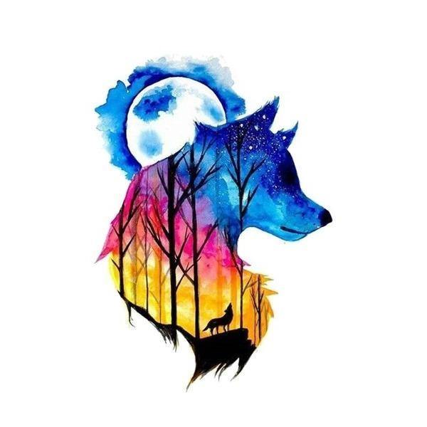 full moon wolf tattoo