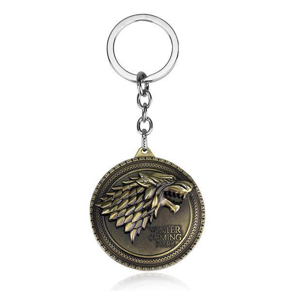 Game of Thrones Wolf Keychain | Wolf-Horde-Bronze-