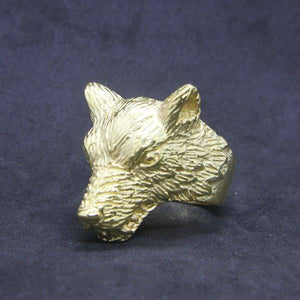 Gold Wolf Head Ring | Wolf-Horde-54 mm-