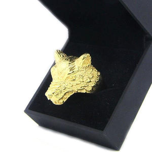 Gold Wolf Head Ring | Wolf-Horde-54 mm-
