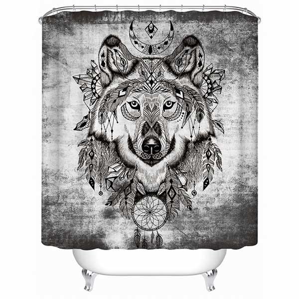 Gray Wolf Shower Curtain | Wolf-Horde-W90xH180cm-