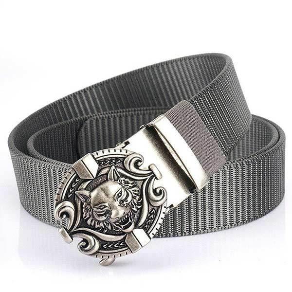 Grey Wolf Head Belt | Wolf-Horde-Belt gray / silver buckle-