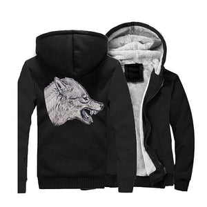 Grey Wolf Spirit Hood Jacket | Wolf-Horde Black