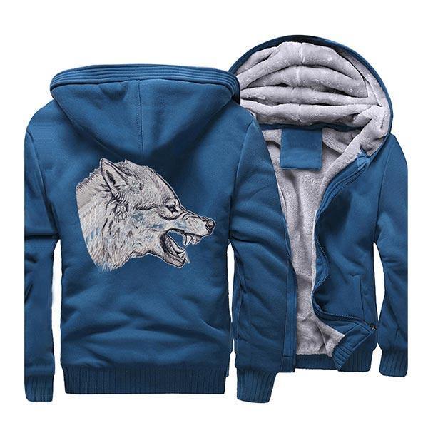 Grey Wolf Spirit Hood Jacket | Wolf-Horde Blue